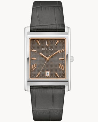 Bulova Sutton “Tank”  96B443 Men's Quartz Watch, 29mm (case width), anti-reflective sapphire crystal, leather strap