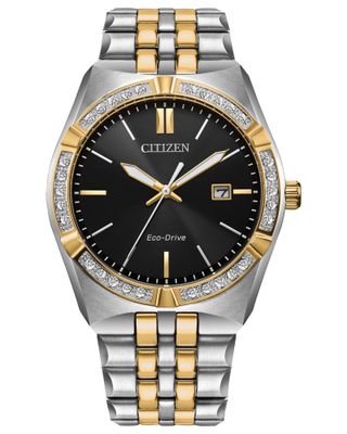 Citizen Corso Diamonds BM7644-51E Men's Solar Watch, 40mm, 100m Water Resistant, Steel Strap Eco-Drive movement (solar or light powered)