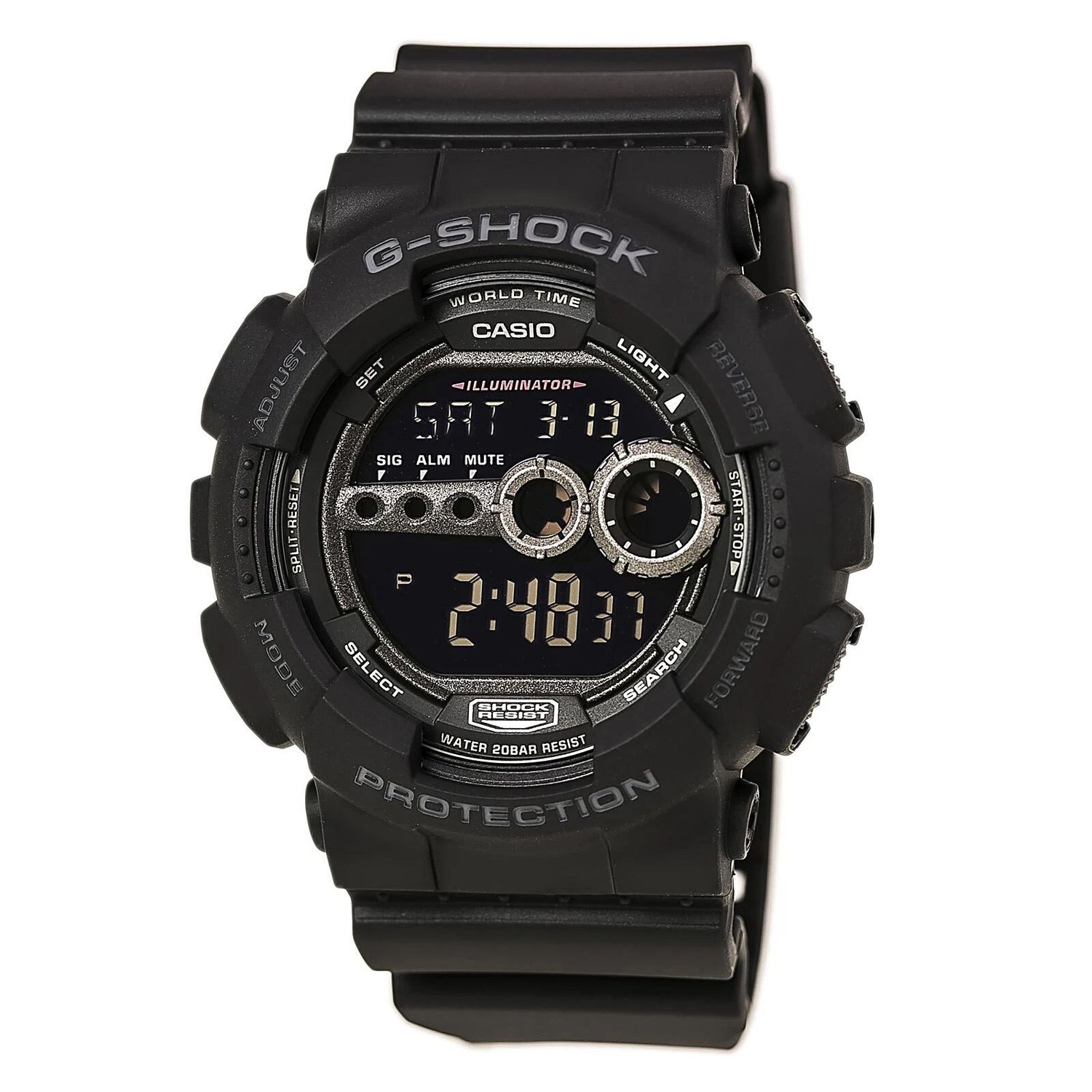Casio G-Shock GD-100-1B Men's Sports Watch 55 × 51.2 × 17.4 mm, 200m water-resistant, shock-resistant, high-brightness LED