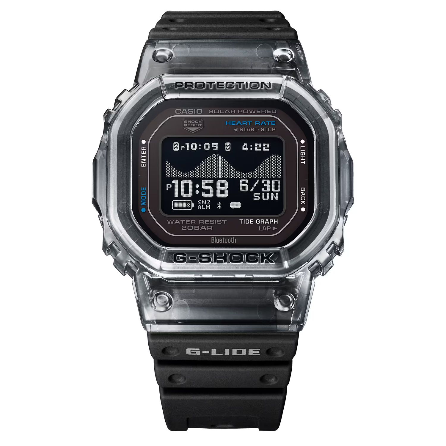 Casio G-Shock G-LIDE GBX-H5600-1JR Men's Bluetooth Solar Watch (JDM) 51.1 × 44.5 × 17.3 mm 200M WR Shock-Resistant - Heart Rate Monitor - Tide Information - Step Counter (JDM: Japanese Domestic Market) Mobile Phone Connectivity