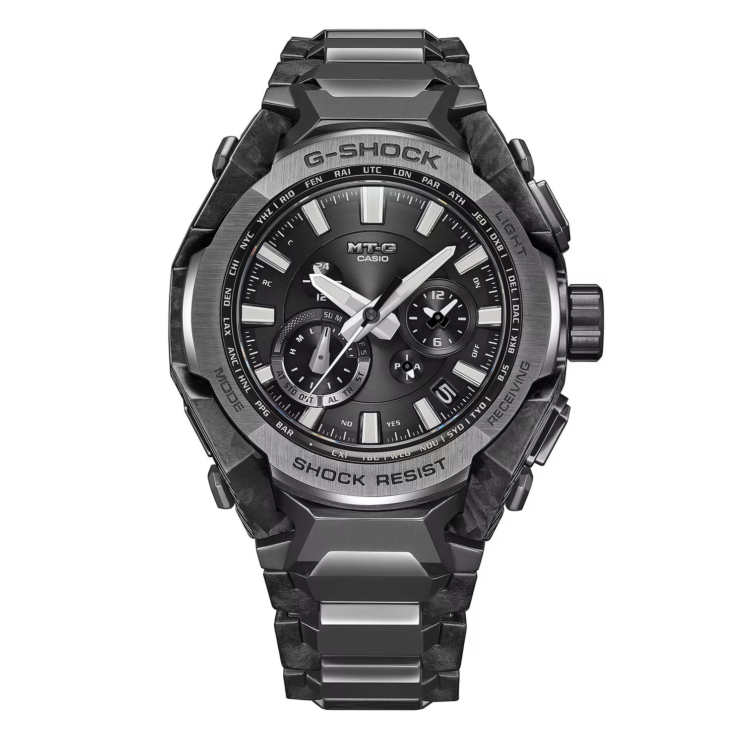 Casio G-Shock Men's Bluetooth Radio-Controlled Solar Watch MTG-B4000BD-1AJF JDM 56.6 × 45.3 × 14.4 mm Black Carbon IP Sapphire Crystal Made in Japan 200m WR SmartLink Triple G Resist World Time JDM (Japanese Domestic Market),