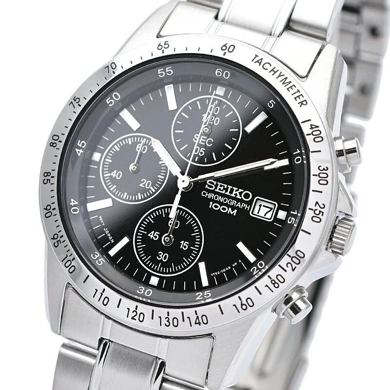Seiko Chronograph SND367P1 JDM 40mm Calibre 7t92 100m WR men's quartz chronograph watch with steel bracelet (Japanese domestic market)