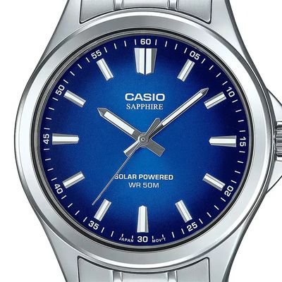 Casio MTS-RS100D-2AV Men's Solar Watch, 41.7 mm, 50 m water resistance, sapphire crystal, steel band