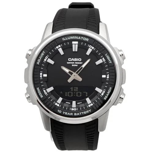 Casio Men's Sports Watch AMW-880-1AV 47mm 50m Water Resistance Telememo 30 10-Year Battery Life LED Light World Time