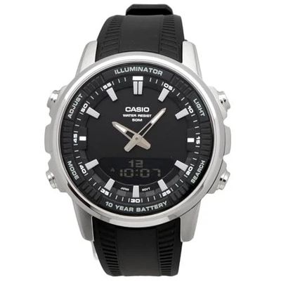 Casio Men's Sports Watch AMW-880-1AV 47mm 50m Water Resistance Telememo 30 10-Year Battery Life LED Light World Time