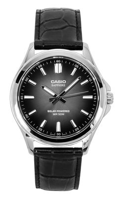 Casio Classic MTS-RS100L-1AV Solar Watch, 41.7 mm, 50 m water resistance, leather strap, sapphire crystal with anti-reflective coating