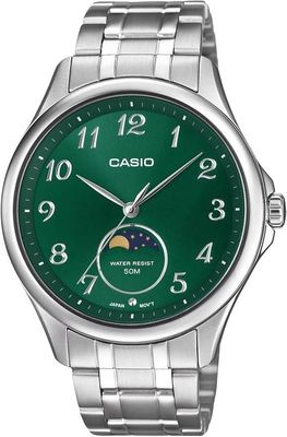 Casio Sun &amp; Moon Men's Quartz Watch MTP-M110D-3AV 48.4 × 42.5 × 9.6 mm Steel Strap 50m Water Resistance