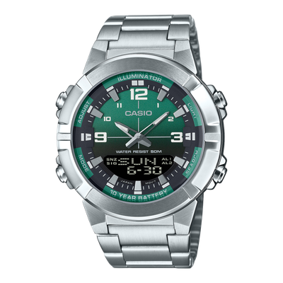 Casio analog-digital watch AMW-870DA-3AV 51.5 × 44 × 12.3 mm 50m water resistance 10-year battery life steel band
