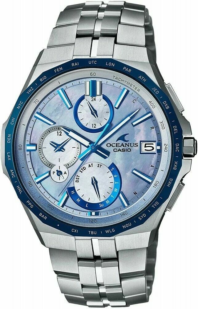 Casio Oceanus Manta Indigo Tokushima OCW-S5000APA-2AJF Limited Edition Bluetooth Radio-Controlled Solar Watch JDM Mother of Pearl 42.3mm 100m Water Resistance Sapphire Crystal Made in Japan JDM (Japanese Domestic Market)
