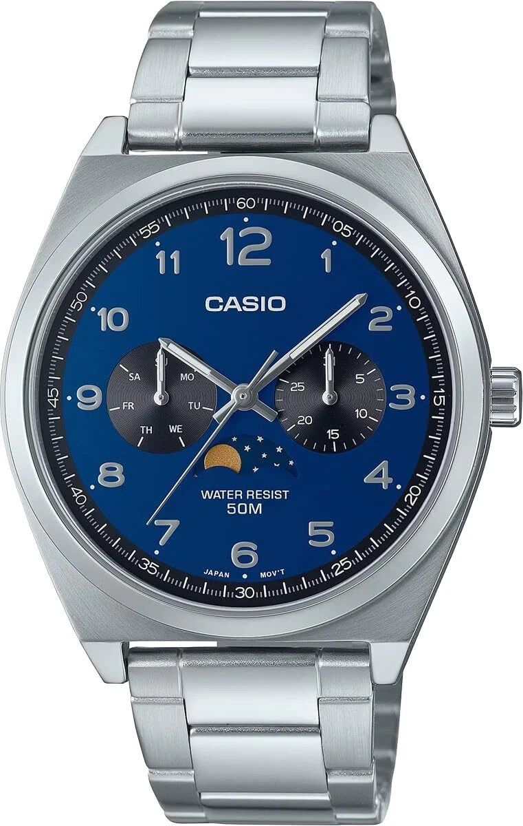 Casio Sun &amp; Moon MTP-M300D-2AV Men's Quartz Watch 46.6 × 40 × 9.3 mm, steel band, 50m water resistance