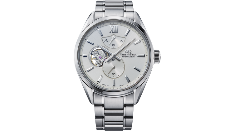 Orient Star Contemporary Semi-Skeleton Men's Automatic Watch RE-BY0011S 40mm 100m Water Resistance Sapphire Crystal Steel Strap Monochromatic 3D Dial