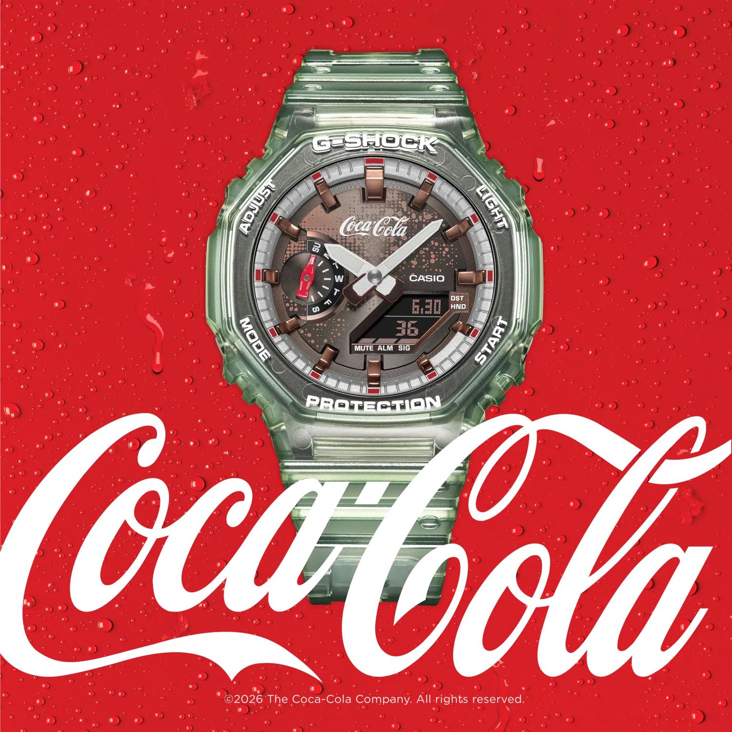 Men's Sports Watch Casio G-Shock Coca-Cola GA-2100CC-3AJR JDM 48.5 × 45.4 × 11.8 mm 200M WR Shock-Resistant JDM (Japanese Domestic Market)