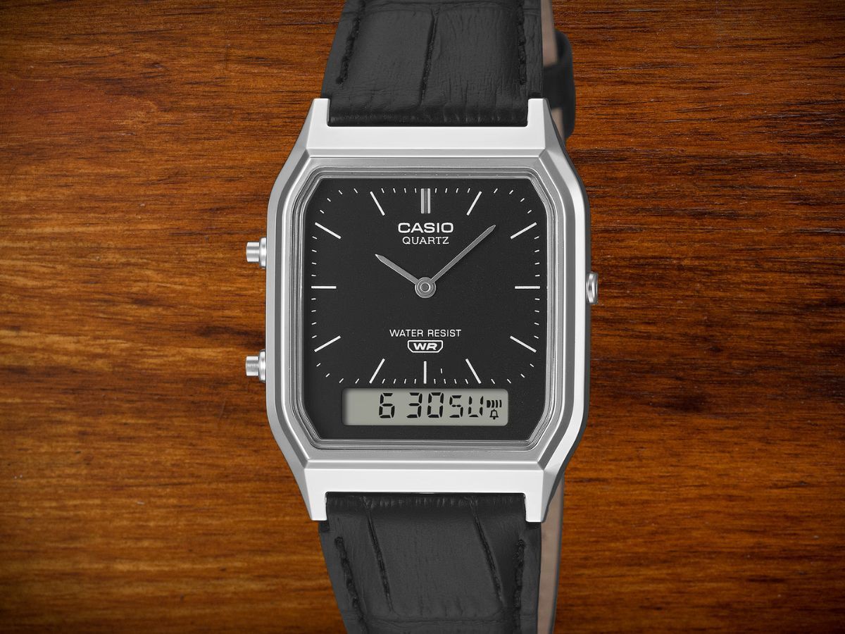 Reloj Casio analogico y digital AQ-230EL-1A correa de piel color negra