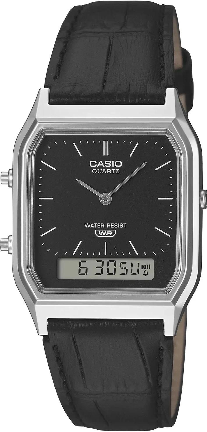Reloj Casio analogico y digital AQ-230EL-1A correa de piel color negra