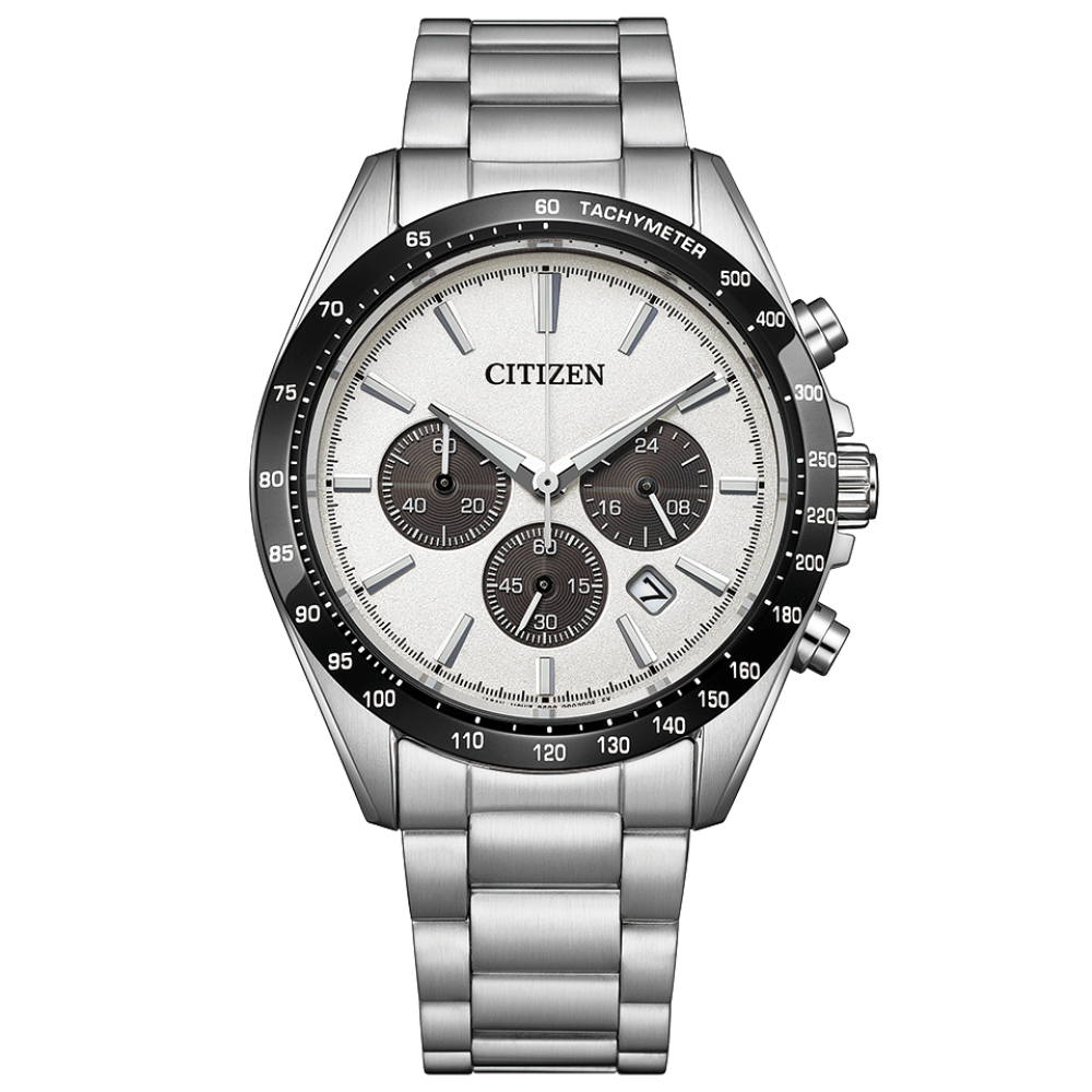 Citizen Panda Chronograph Men's Watch CA4764-57A JDM 39.6mm Sapphire Crystal 100m Water Resistance Stainless Steel Band Eco-Drive Movement (powered by solar energy or light) JDM (Japanese Domestic Market)
