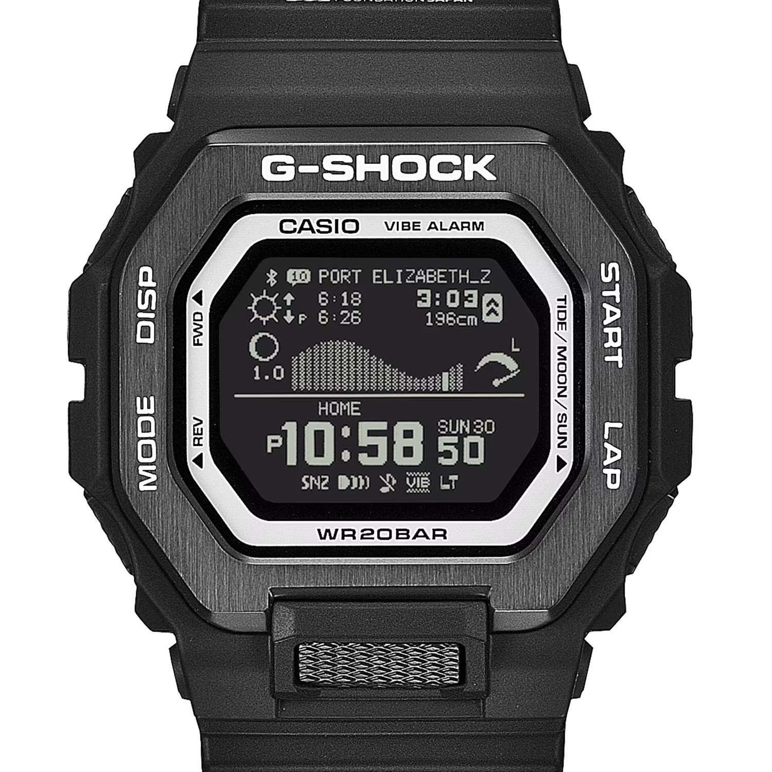 Casio G-Shock GBX-100SFJ-1JR Men's MIP LCD Bluetooth Watch JDM SURFRIDER JAPAN FOUNDATION 50.9 × 46 × 14.7 mm 200m WR Shock-Resistant JDM (Japanese Domestic Market Exclusive Version)