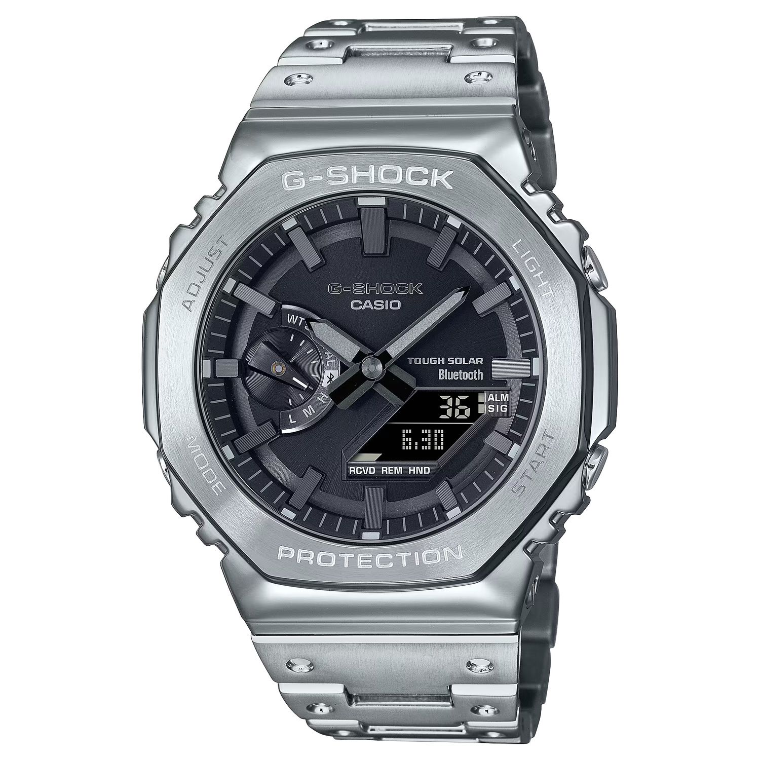 Casio G-Shock Full Metal GM-B2100D-1A Men's Bluetooth Solar Watch 49.8 × 44.4 × 12.8 mm  Made in Japan 200m water-resistant Shock-resistant Mobile Link connectivity Steel band