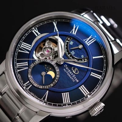 Orient Star Moon Phase Seiran RK-BT0002L Men's Mechanical Watch, 41mm, JDM (Made in Japan), double-domed sapphire crystal, steel band, F7 M42, JDM (Japanese domestic market)