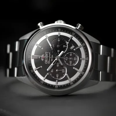 Orient Kōboku Panda Neo’s 70 WV0011TX Men’s Solar Chronograph Watch, 42 mm, JDM (Made in Japan), Steel Strap, 100m Water Resistance, JDM (Japanese Domestic Market)