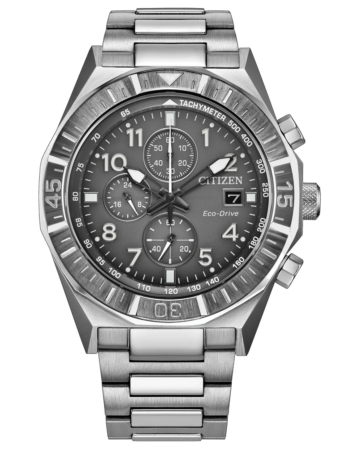 Citizen Nighthawk CA0890-54H Solar Chronograph Watch, 42 mm, Sapphire Crystal, 100 m Water Resistance, Stainless Steel Strap, Eco-Drive Movement (powered by solar energy or light)