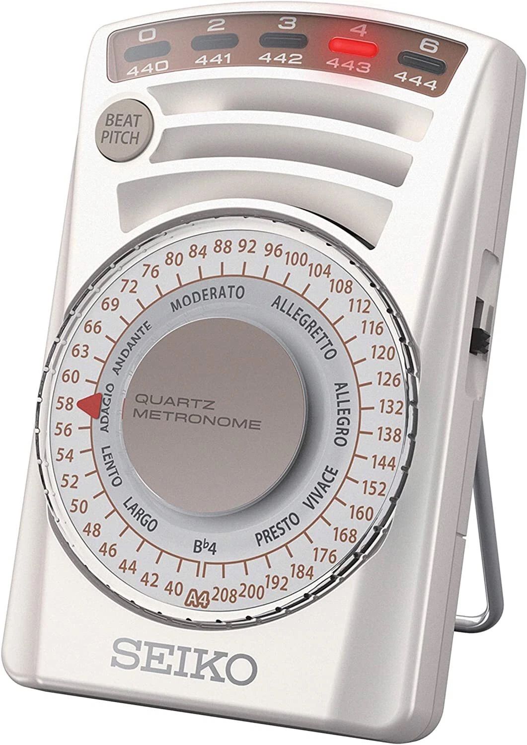 Seiko SQ60W jdm Electronic Quartz Metronome 62×100×29.5 mm – With Adjustment Dial, Calibratable Tuning Tones, and Mechanical Sound (White) Japan Domestic Market