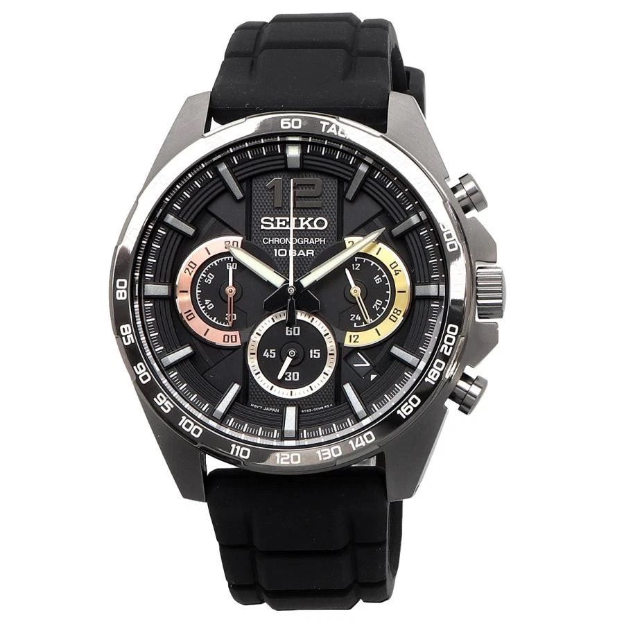 Seiko Men's Chronograph Watch Discover More Quartz Chronograph SSB349P1 43.9mm 100m WR Silicone Strap