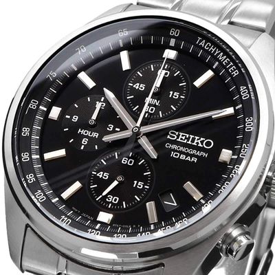 Seiko Discover More SSB379P1 Men's Chronograph Watch, 41.5 mm, 100 m Water-Resistant, Steel Strap