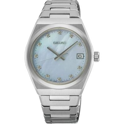 Seiko Classic Diamonds SUR603P1 Women's Quartz Watch, 34mm, Sapphire Crystal, 100m Water Resistance, Stainless Steel Strap