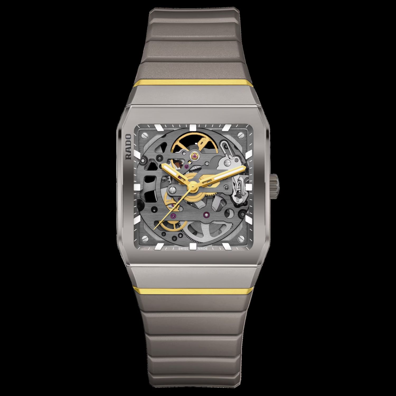 Unisex automatic Rado Anatom Skeleton Plasma R10206109 32.5 mm - Sapphire, 50 m, 72 h power reserve, rubber strap