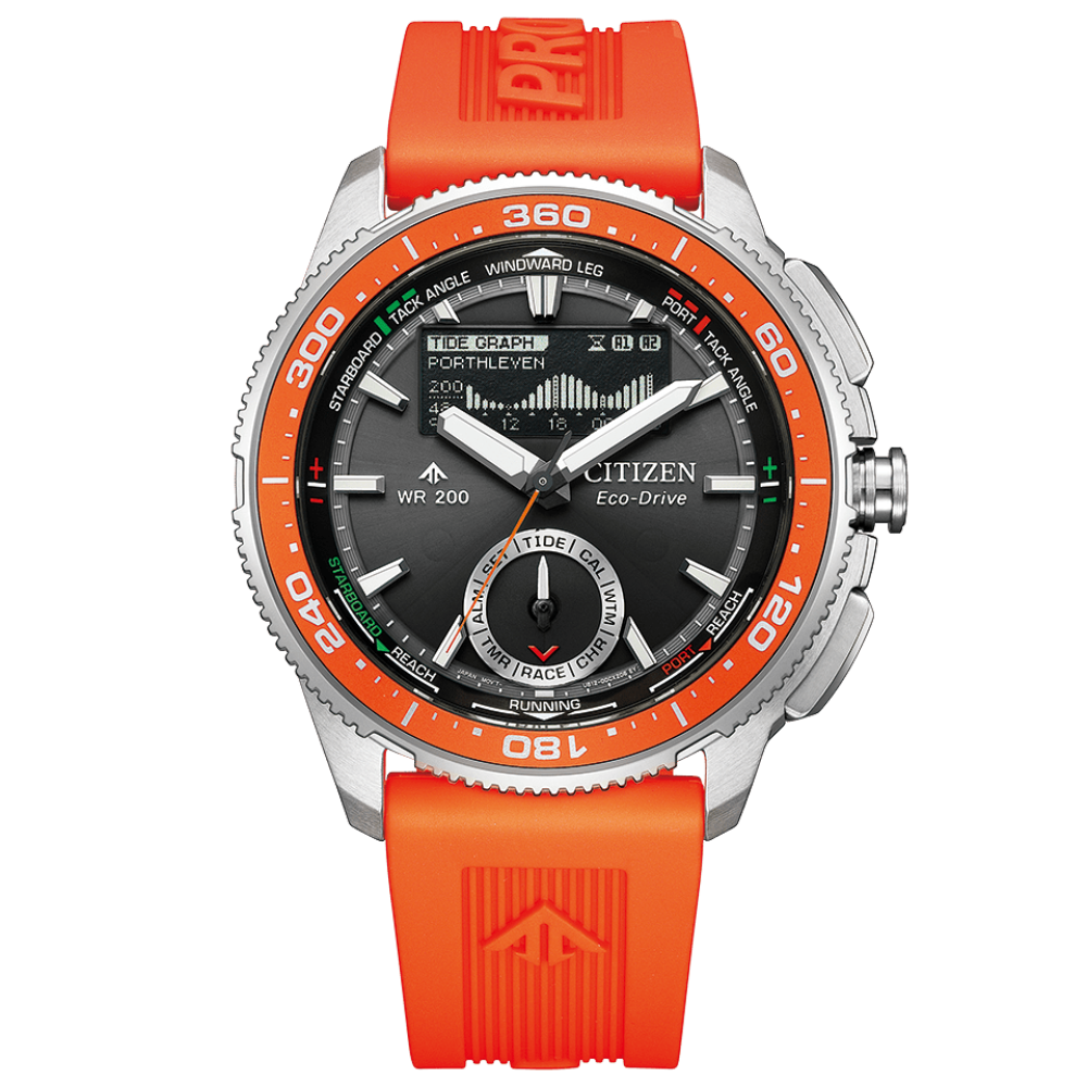 Citizen Promaster Marine JV3000-13E JDM 42.4mm 200m WR sapphire crystal  Solar Racing Watch with Tidal and Alarm, Silicone Strap, Eco-Drive Movement (Solar Powered), JDM (Japanese Domestic Market)