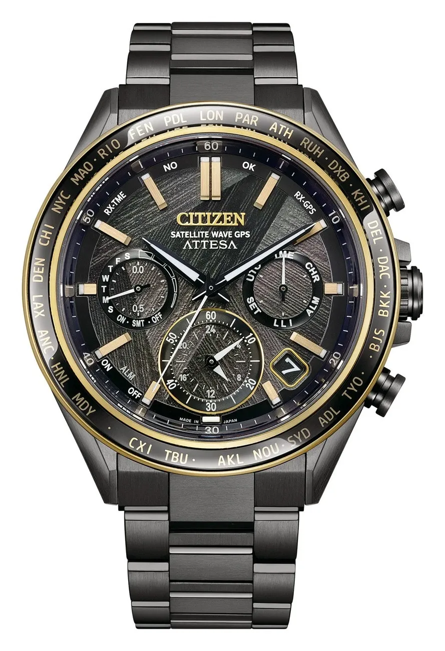 Citizen Attesa ACT Line/Black Titanium™ Series Limited Edition CC4078-51E JDM Titanium GPS Solar Watch, 44.6mm Titanium Case and Strap, Anti-Reflective Sapphire Crystal, 100m Water Resistant, Made in Japan (JDM - Japanese Domestic Market), Eco-Drive