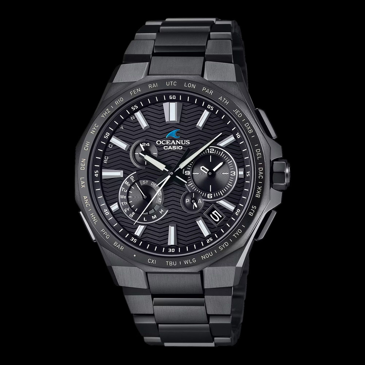 Casio Oceanus OCW-T6000B-1AJF JDM Men's Solar-Powered Radio-Controlled Watch, 42.6 mm, 100 m WR, Sapphire Crystal, Made in Japan, Titanium Case and Band, JDM (Japanese Domestic Market)