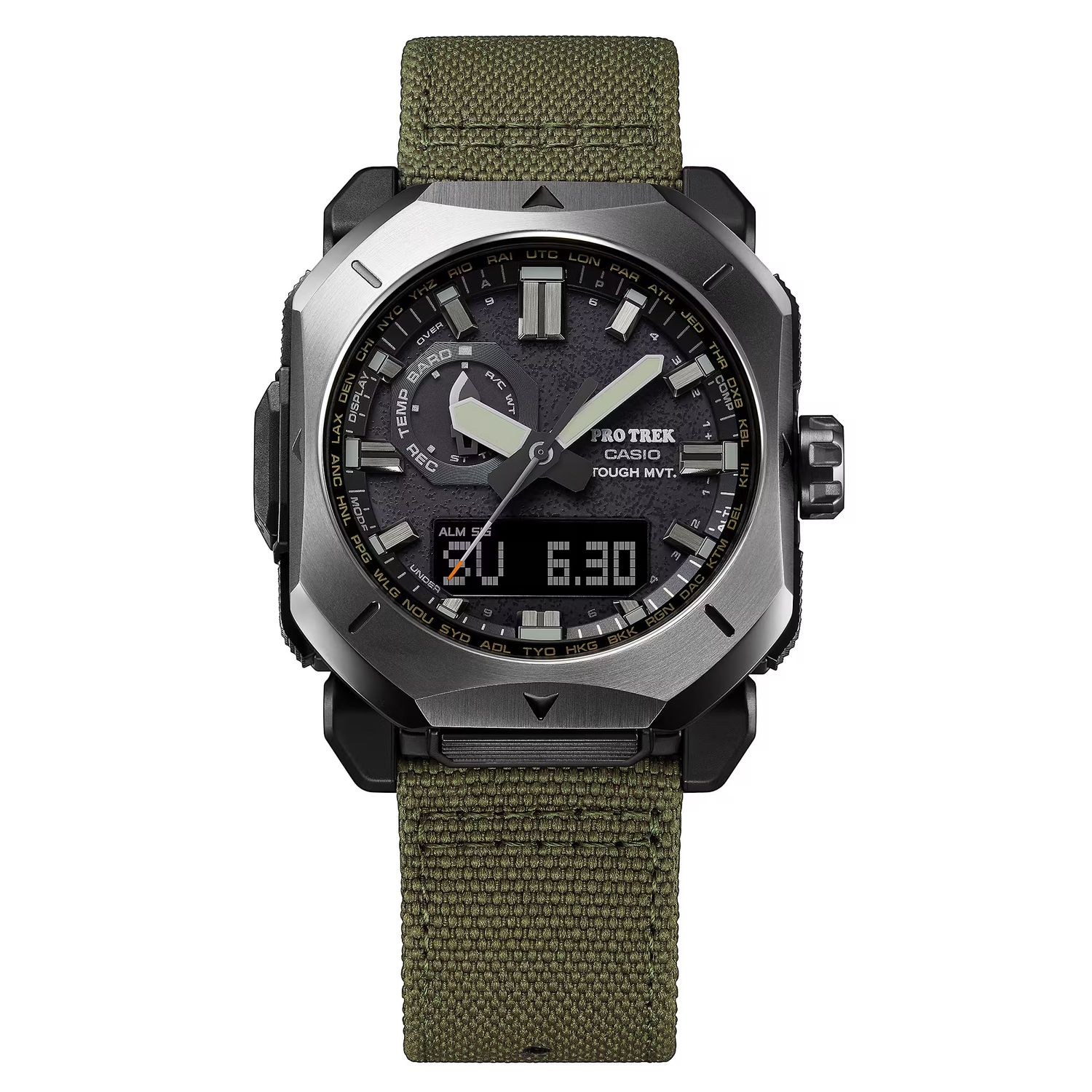 Casio Protrek PRW-6900YB-3JF JDM Men's Solar-Powered Radio-Controlled Watch, 44.8mm, 100m Water Resistance, Barometer, Altimeter, Compass, Nylon Strap (JDM - Japanese Domestic Market)