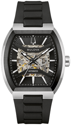 Bulova Maquina Men's Automatic Watch 98A346, 40 mm, anti-reflective sapphire crystal, HNBR silicone strap, 50 m water resistance
