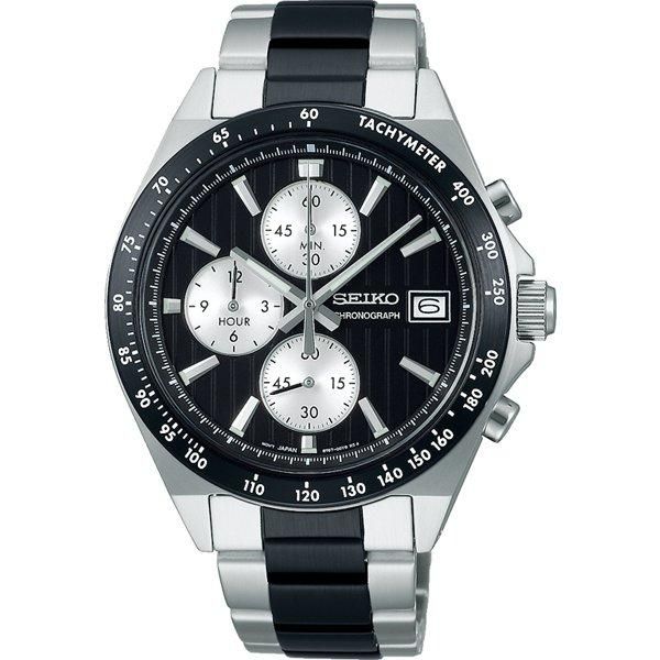 Seiko Silver Panda Blackline Men's Quartz Chronograph Watch SBTR043 JDM 41mm 100m WR Steel Strap JDM (Japanese Domestic Market)