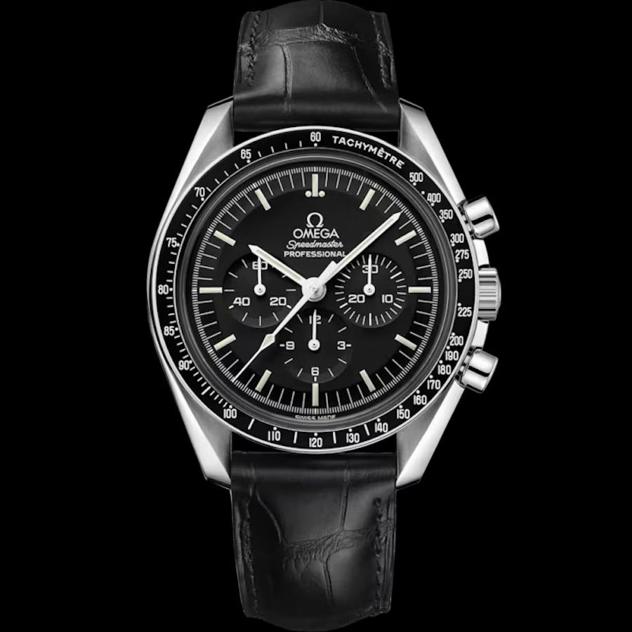 OMEGA Speedmaster Moonwatch Professional 311.33.42.30.01.001 42 mm, stainless steel with leather strap Hesalite Cal. Omega 1861, manual winding