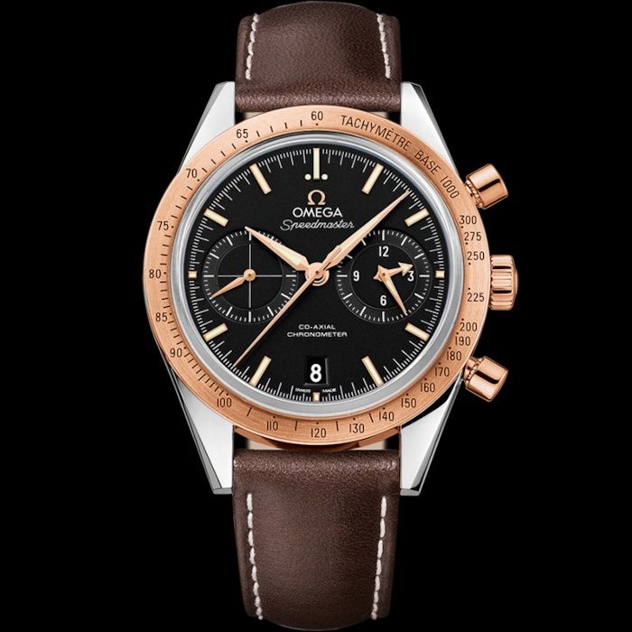 Omega Speedmaster '57 41.5 mm 331.22.42.51.01.001, steel and red gold with leather strap, Cal. 9300 automatic, 60-hour power reserve