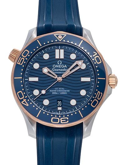 Omega Seamaster Diver 300M 210.22.42.20.03.002 Watch | Stainless Steel and Sedna™ Gold, Blue Dial, Rubber Strap, 42 mm