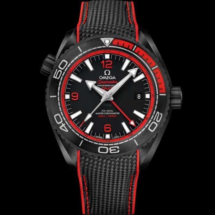 Omega Seamaster Planet Ocean 600M GMT Deep Black 215.92.46.22.01.003 Watch | Black Ceramic with Red Accents and Rubber Strap, 45.5 mm