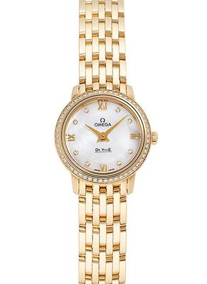 Omega De Ville Prestige 424.55.24.60.55.001 Watch | 18K Yellow Gold, Diamonds, White Dial, 24.4 mm