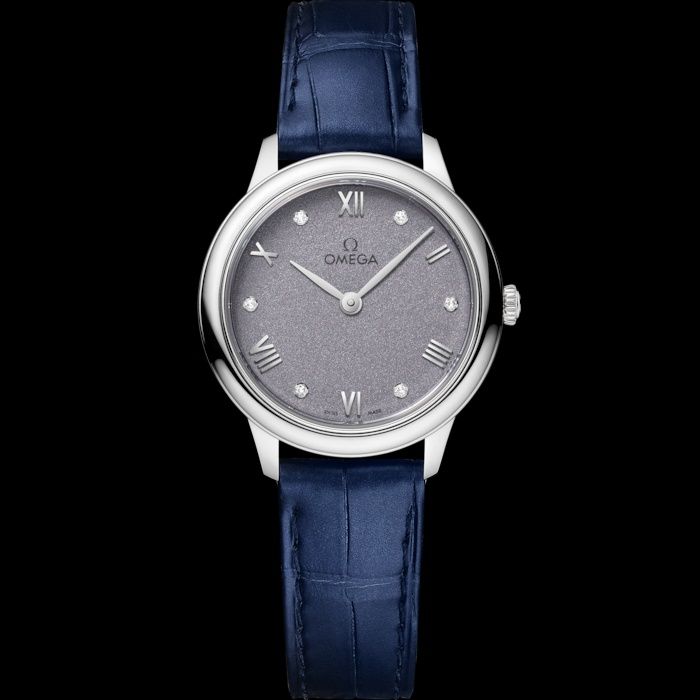 Omega De Ville Prestige 434.13.28.60.53.001 Watch | Blue Dial, Leather Strap, Caliber 4061, 27.5 mm