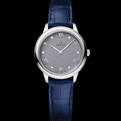 Omega De Ville Prestige 434.13.28.60.53.001 Watch | Blue Dial, Leather Strap, Caliber 4061, 27.5 mm