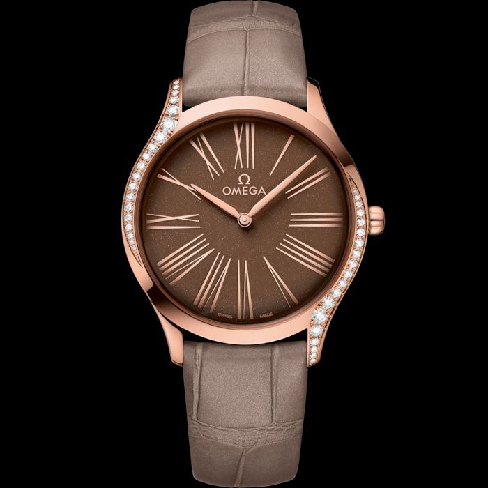 Omega De Ville Trésor 428.58.36.60.13.001 36 mm, Sedna™ gold on leather strap, quartz