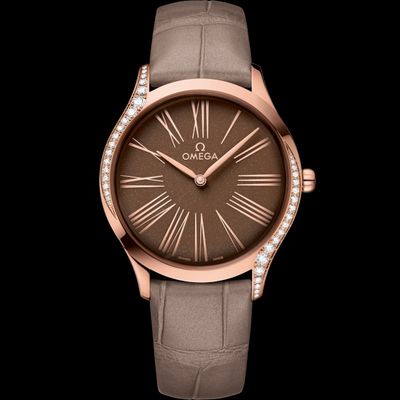 Omega De Ville Trésor 428.58.36.60.13.001 36 mm, Sedna™ gold on leather strap, quartz