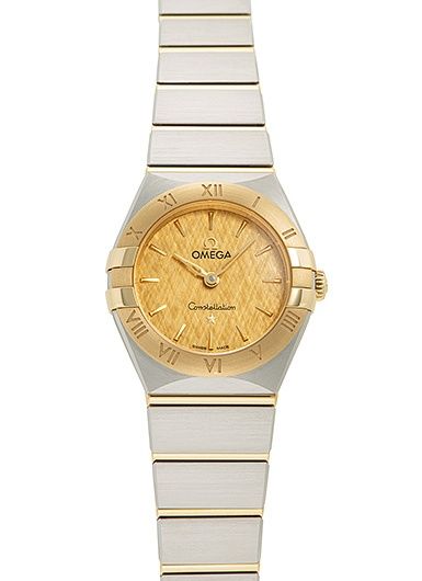 Omega Constellation Manhattan Watch 131.20.25.60.08.001 | Stainless Steel and 18K Yellow Gold, Gold Dial, 25 mm