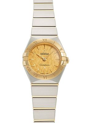 Omega Constellation Manhattan Watch 131.20.25.60.08.001 | Stainless Steel and 18K Yellow Gold, Gold Dial, 25 mm
