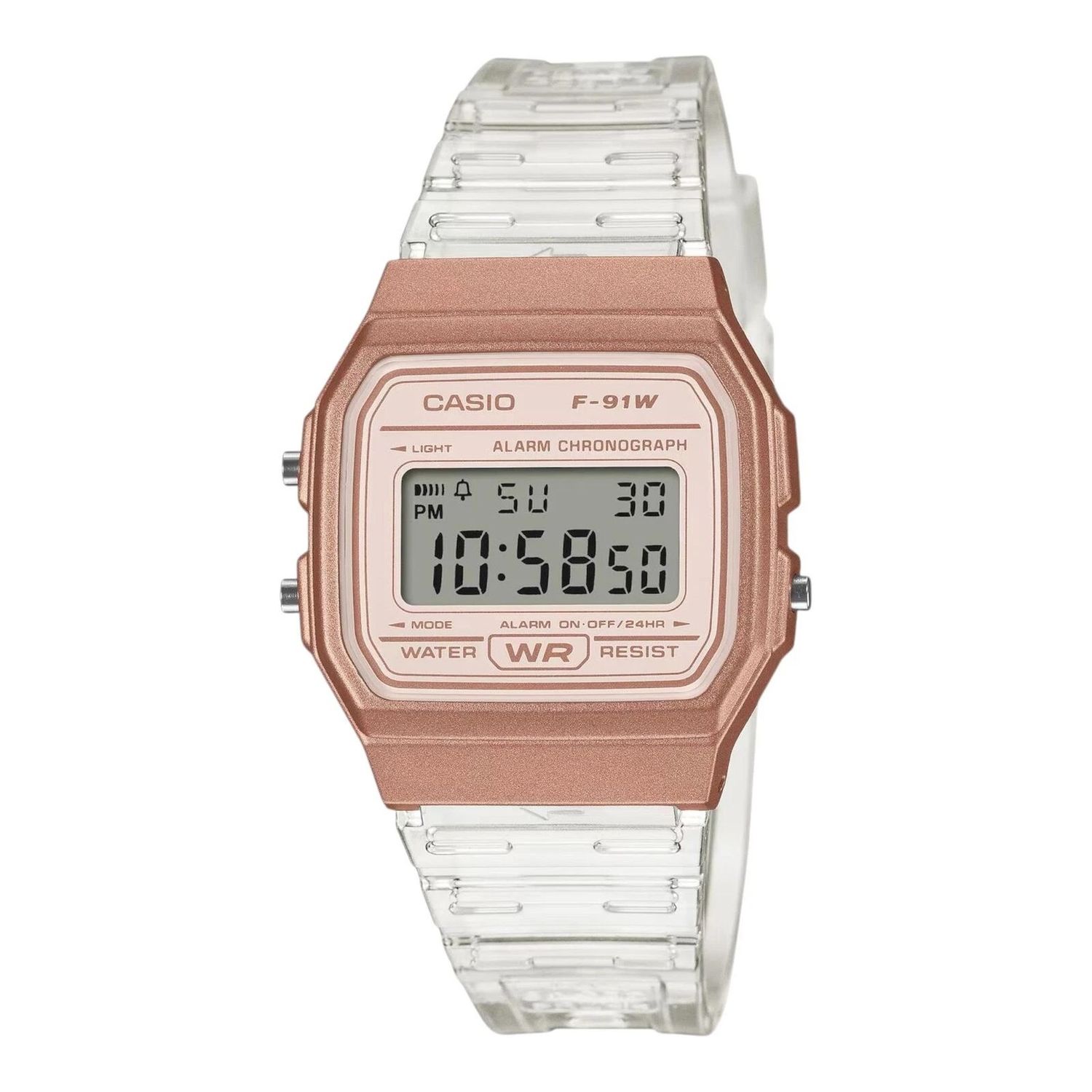 Casio Vintage Classic Translucent F-91WS-7A3 Classic Unisex Digital Watch 38.2 × 35.2 × 8.5 mm, 7-year battery life, resin strap