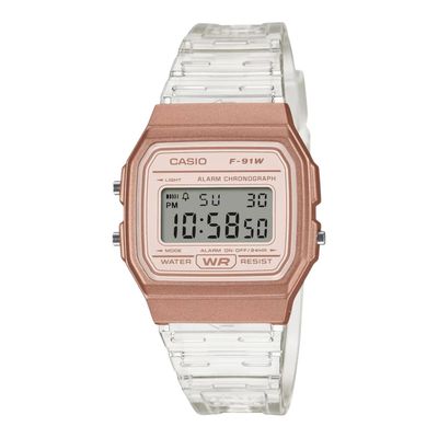 Casio Vintage Classic Translucent F-91WS-7A3 Classic Unisex Digital Watch 38.2 × 35.2 × 8.5 mm, 7-year battery life, resin strap