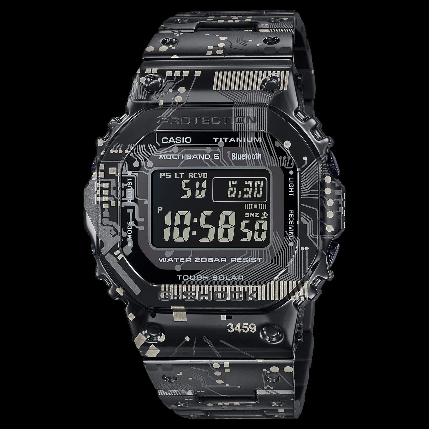 Casio G-Shock Full Metal GMW-B5000TCC-1JR  Laser Circuit Board 43.2mm JDM 200m WR Radio-Controlled Solar Bluetooth Titanium Watch with Ion-Plated Titanium Case and Band, Made in Japan (JDM—Japanese Domestic Market)