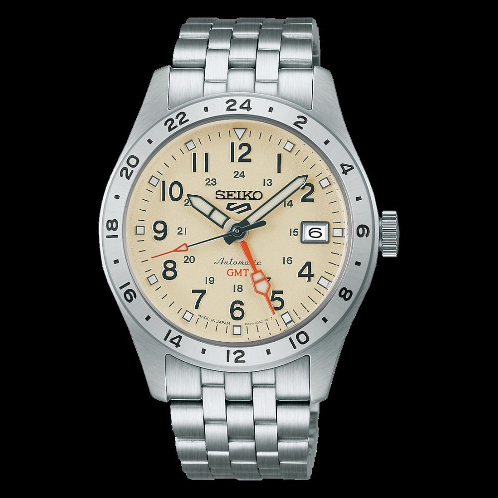 Seiko 5 Sports Washi Cream HDB002J JDM Men's Automatic Watch, 39.4 mm, 100 m WR, Hardlex, Steel Strap, Made in Japan (JDM—Japanese Domestic Market)